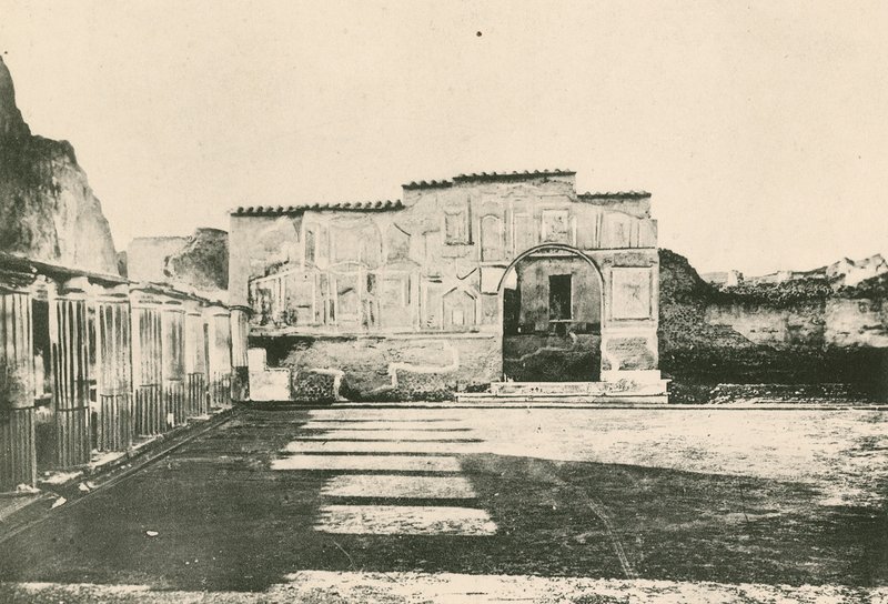 The Stabian Baths - Stuckaturernas innergård som den är (gravyr) av Italian School