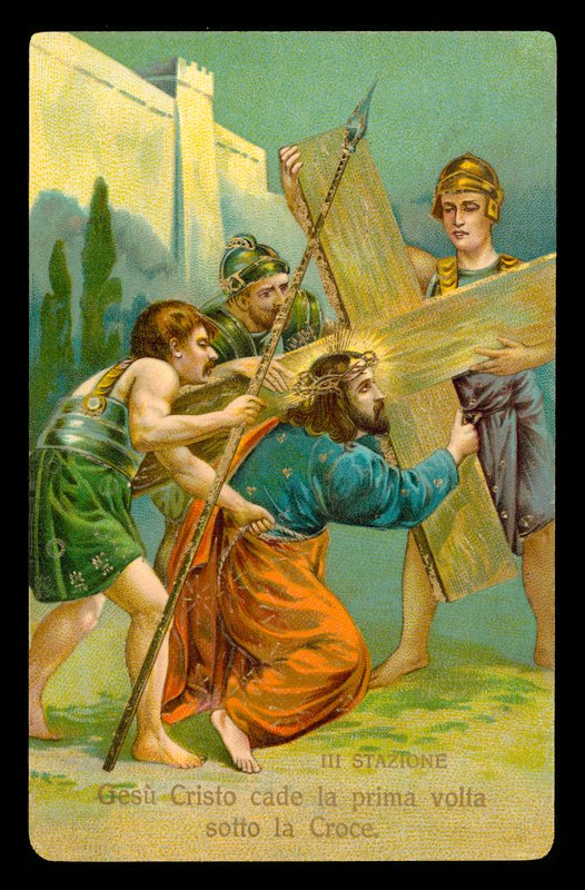 Korsvägarna (ur en serie om 14) (färglitografi) av Italian School