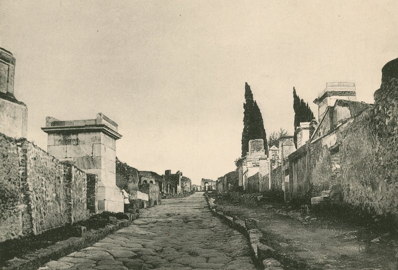 The Street of the Tombs som den är (gravyr) av Italian School