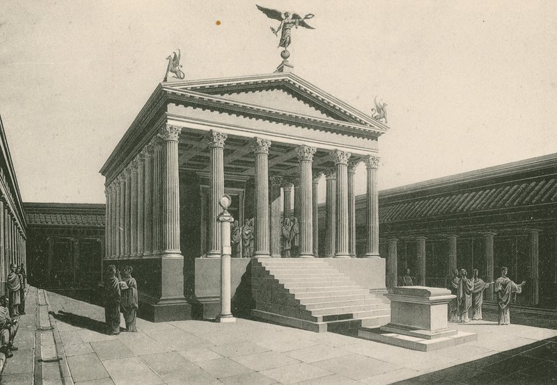 Apollontemplet som det var (gravyr) av Italian School