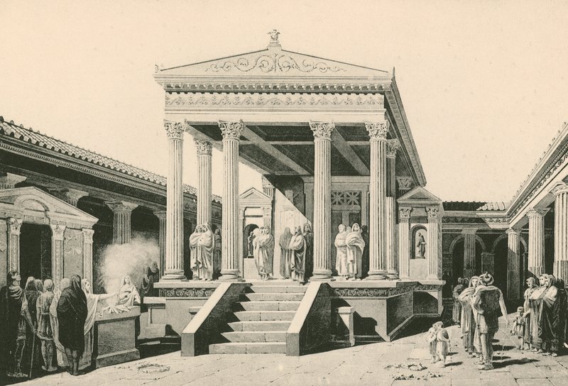 Isis tempel som det var (gravyr) av Italian School