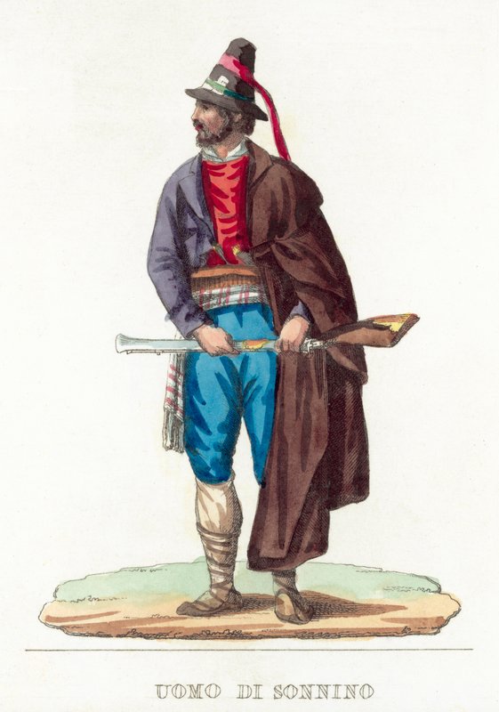 Sonninos man (färgad gravyr) av Italian School