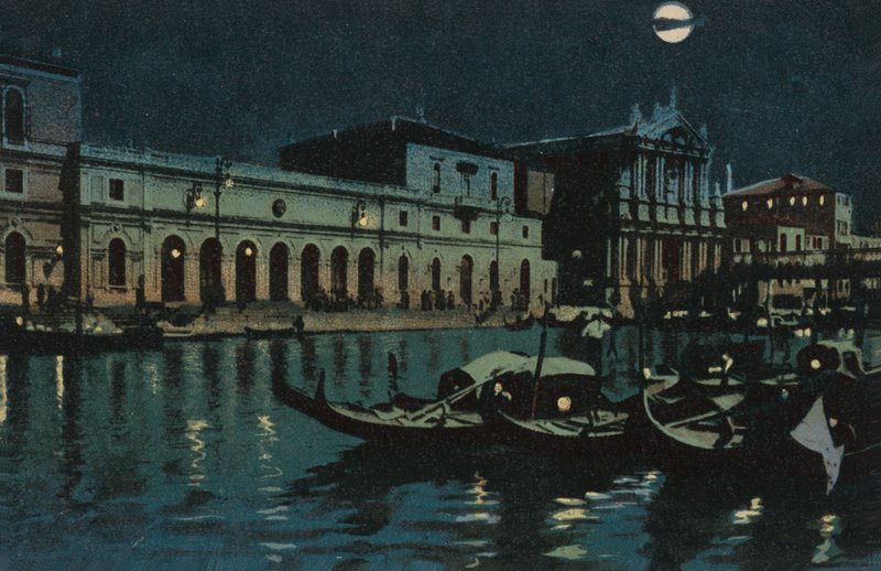 Venedig, Canal Grande (färglitografi) av Italian School