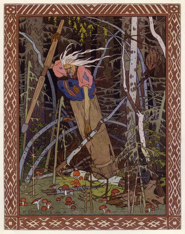 Illustration för Vassilisa The Beautiful (färg litho) av Ivan Yakovlevich Bilibin