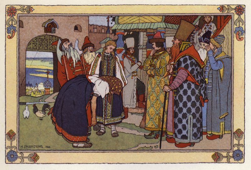 Illustration för Vassilisa The Beautiful av Ivan Yakovlevich Bilibin