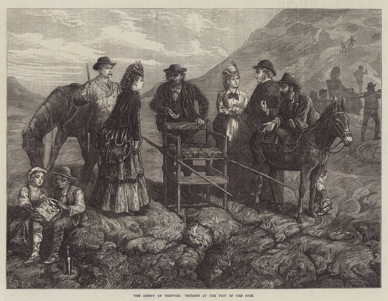 Uppstigningen av Vesuvius, turister vid foten av konen av J.M.L. Ralston