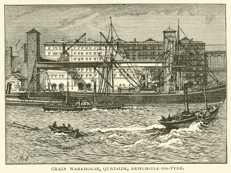 Grain Warehouse, Quayside, Newcastle-on-Tyne (gravyr) av J.R. Brown