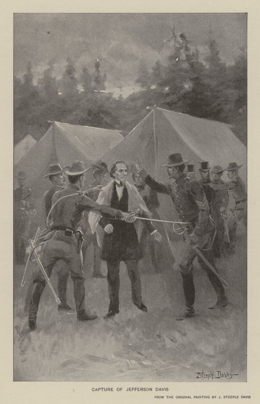 Capture of Jefferson Davis (litho) av J. (after) Steeple Davis