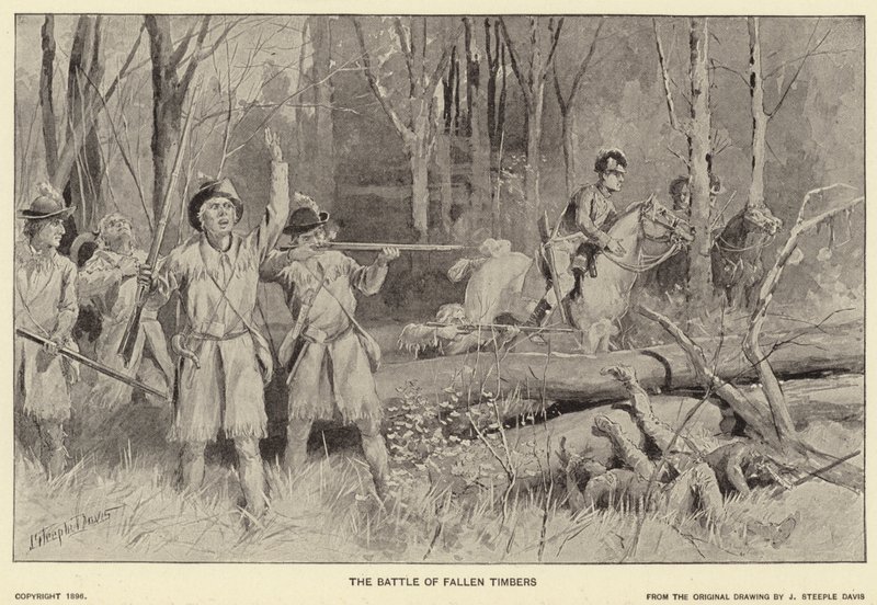 Slaget om fallna timmer (litho) av J. (after) Steeple Davis