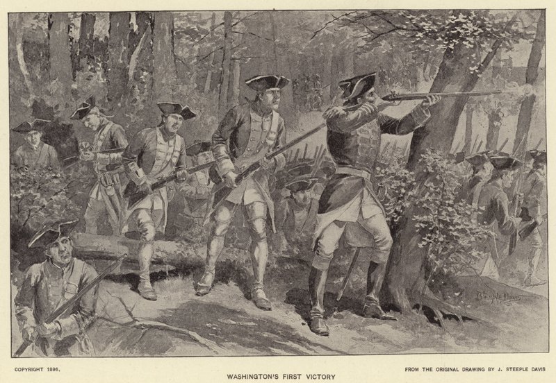 Washingtons första seger (litho) av J. (after) Steeple Davis
