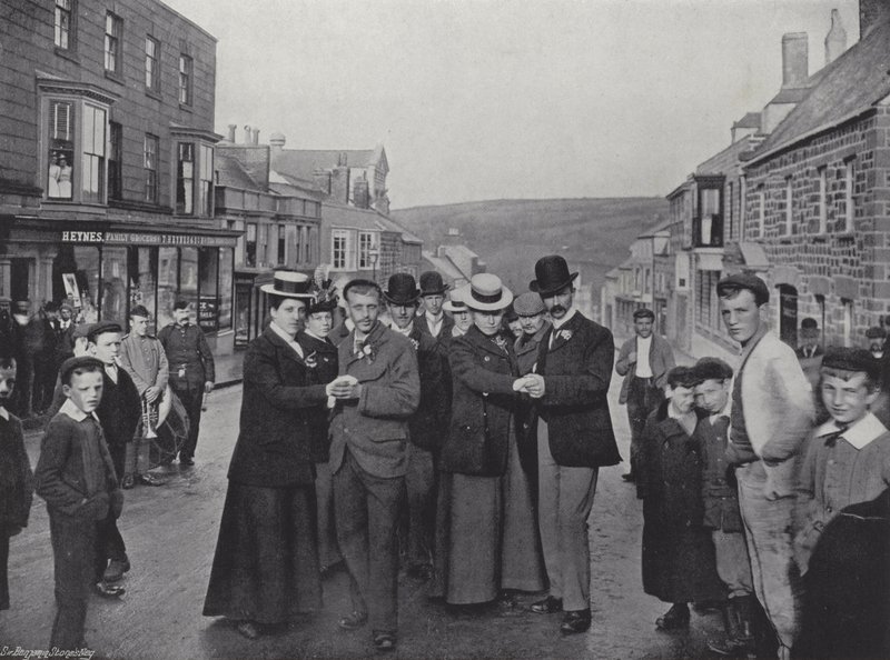 Helston Flora Day, tidiga dansare av J. Benjamin Stone