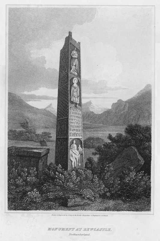 Monument i Bewcastle, Northumberland (gravyr) av J. Greig