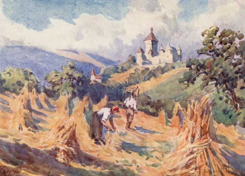 Chateau de Vufflens, ovanför Lausanne (färglitografi) av J. Hardwicke Lewis