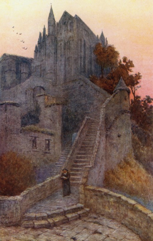The Wonder, Mont St Michel (färg litho) av J. Hardwicke Lewis