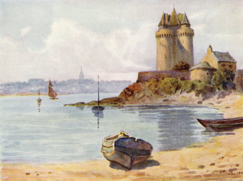 La Tour Solidor, St Servan (färg litho) av J. Hardwicke Lewis