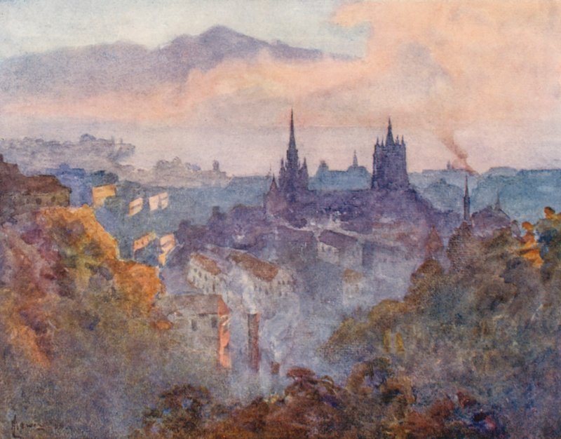 Lausanne från signalen (färglitografi) av J. Hardwicke Lewis