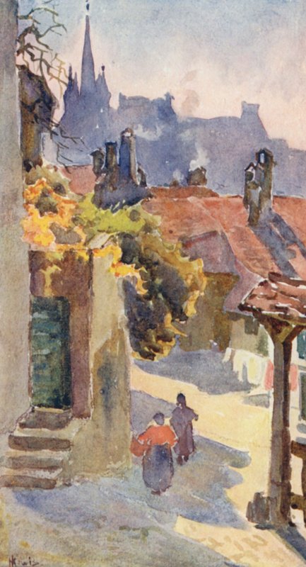 Spirorna på St Francois, Lausanne (färglitografi) av J. Hardwicke Lewis