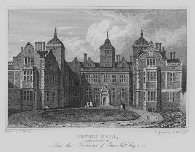 Aston Hall, Warwickshire, Late the Residence of James Watt, Esquire, FSA (gravyr) av John Preston Neale