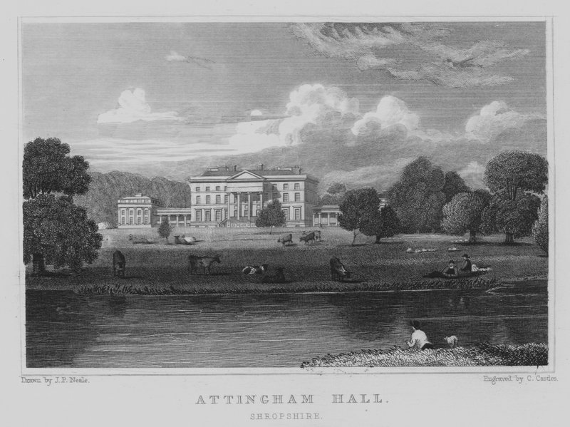 Attingham Hall, Shropshire (gravyr) av John Preston Neale