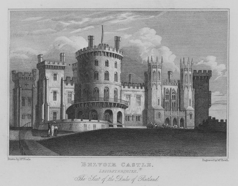 Belvoir Castle, Leicestershire; Sätet för hertigen av Rutland (gravyr) av John Preston Neale