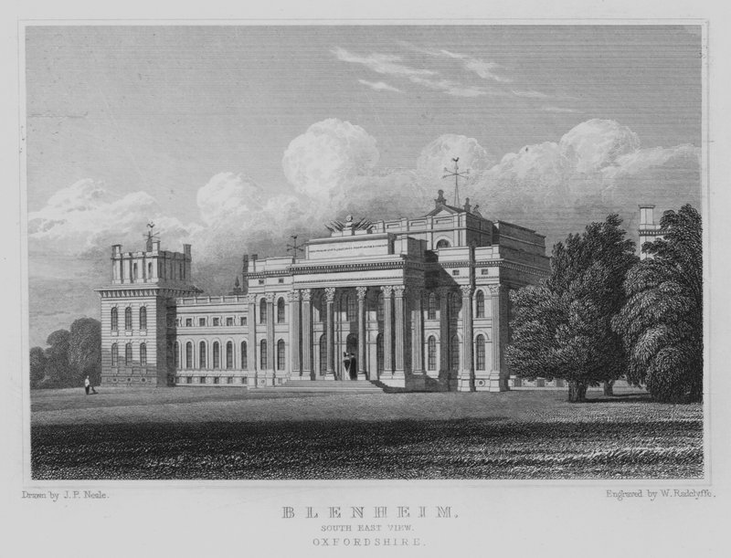 Blenheim, South East View, Oxfordshire (gravyr) av John Preston Neale