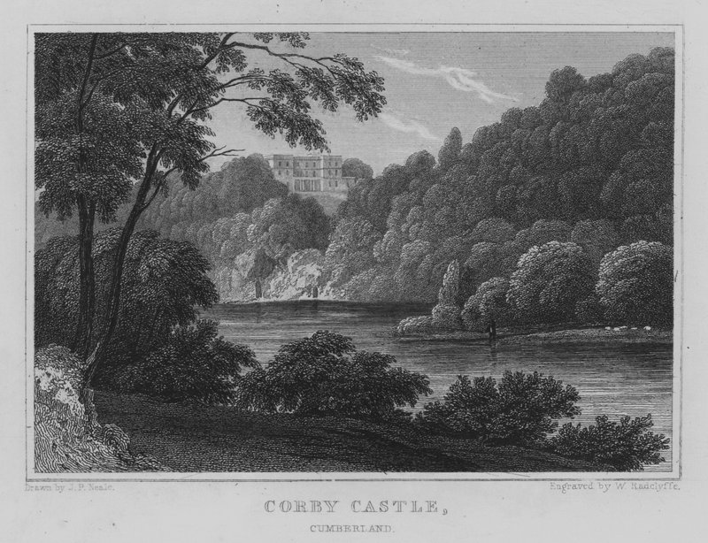 Corby Castle, Cumberland (gravyr) av John Preston Neale