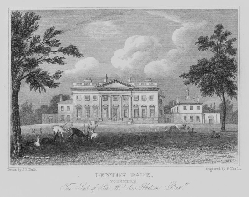 Denton Park, Yorkshire, Sätet för Sir W C Ibbetson, Baronet (gravyr) av John Preston Neale