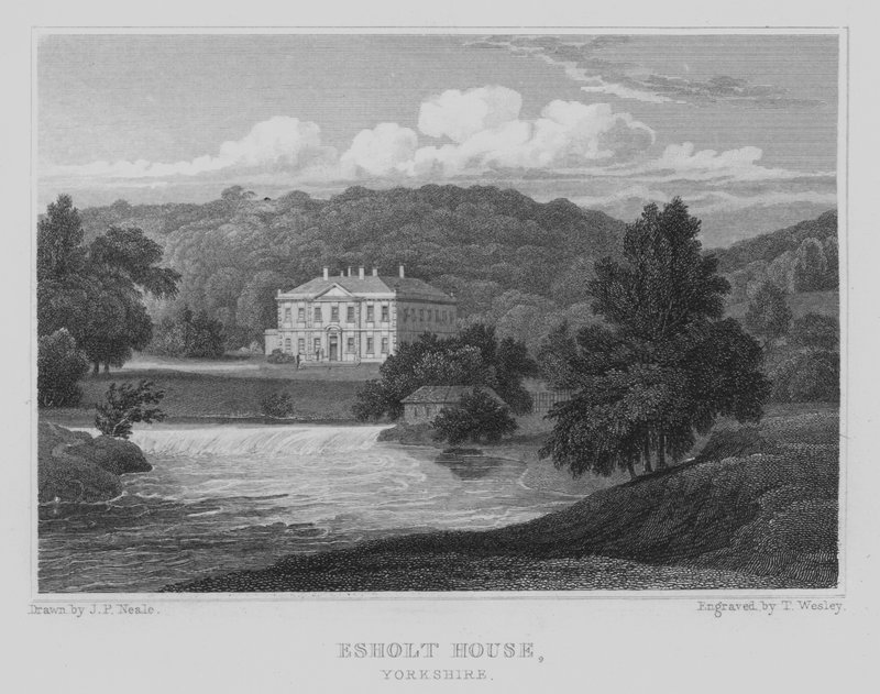 Esholt House, Yorkshire (gravyr) av John Preston Neale