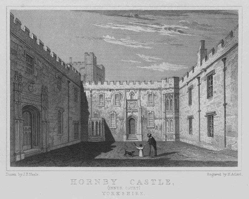 Hornby Castle, Inner Court, Yorkshire (gravyr) av John Preston Neale