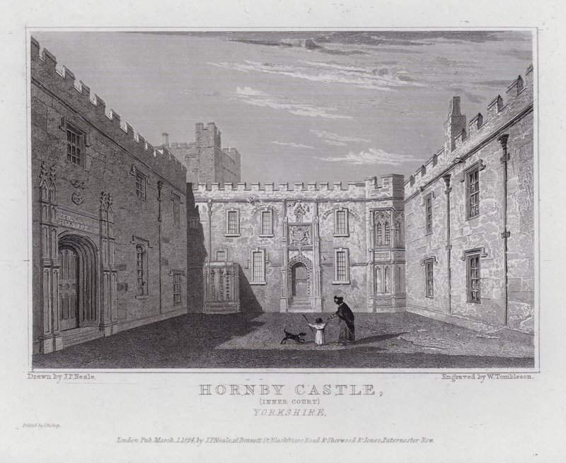 Hornby Castle, Inner Court, Yorkshire (gravyr) av John Preston Neale