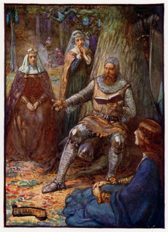 Robert the Bruce, kung av Skottland, läser berättelser för sina anhängare, 1300-talet av J. R. Skelton