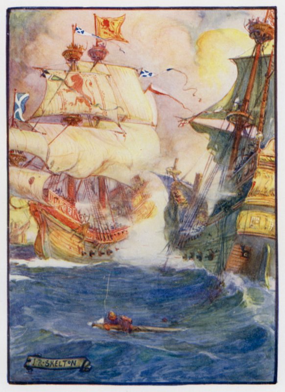 Den skotske sjökaptenen Sir Andrew Wood från Largo och hans två fartyg Yellow Carvel and the Flower, besegrade fyra engelska fartyg utanför Dunbar, 1489 av J. R. Skelton