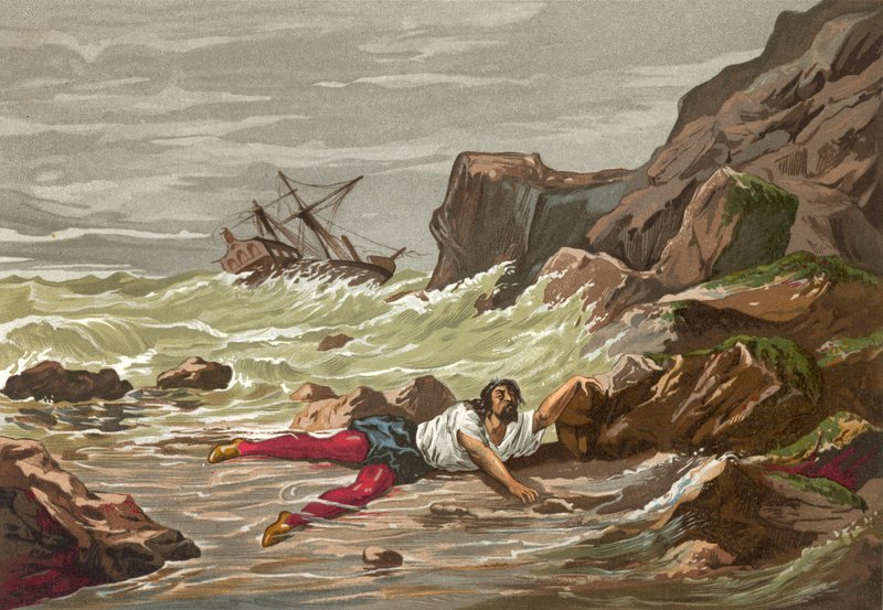 Vesalius död i ett skeppsvrak när han återvände från det heliga landet av J. Serra