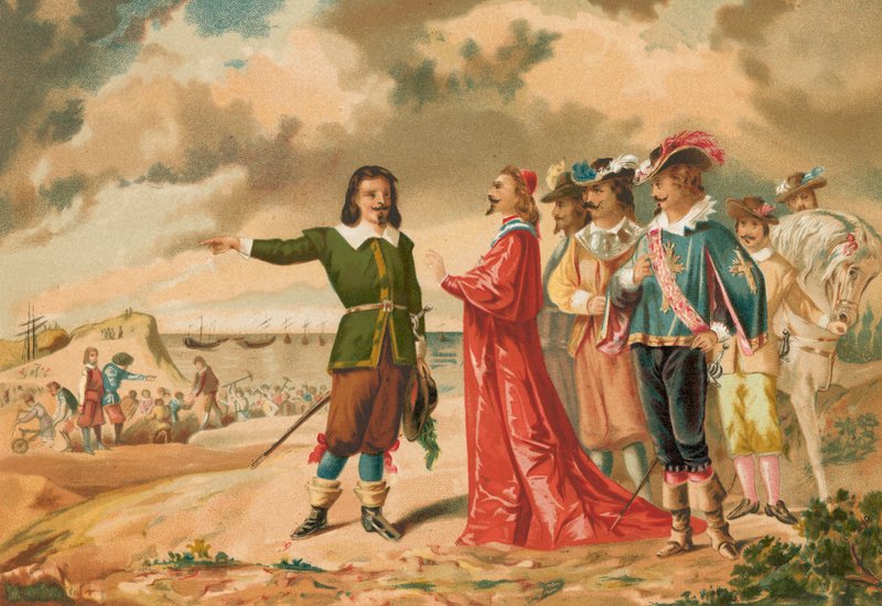 Gerard Desargues och kardinal Richelieu vid La Rochelle av J. Ventura