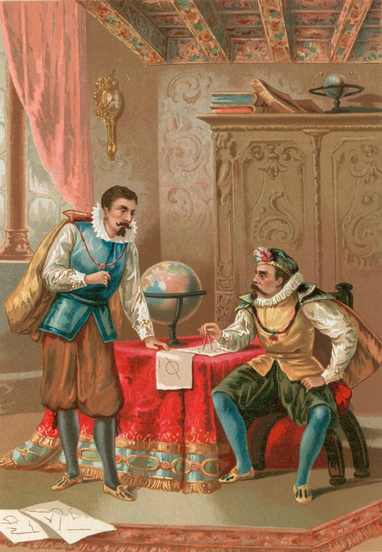 Kepler och Tycho Brahe i observatoriet i Prag av J. Ventura