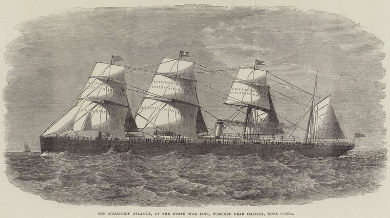 Ångfartyget Atlantic från White Star Line, som förliste nära Halifax, Nova Scotia. av J. Wells