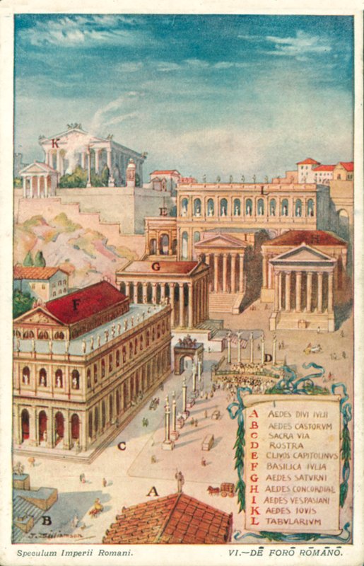 Forum Romanum, antikens Rom (färg litho) av J. Williamson