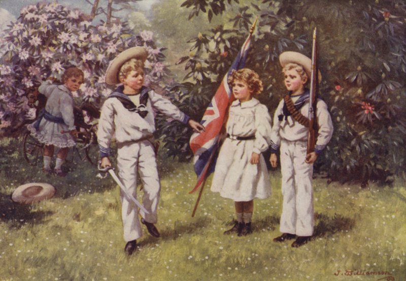 Prins Edward borrar sin bror och syster (färg litho) av J. Williamson