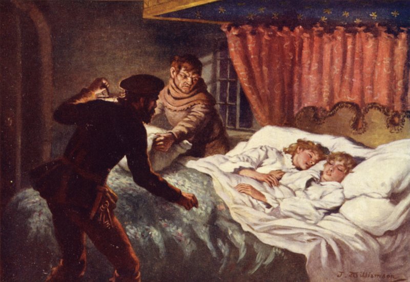 Mordet på de små prinsarna (färg litho) av J. Williamson