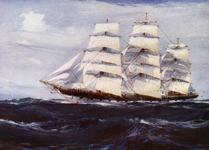 Clipper Ships: Benvenue (färg litho) av Jack (after) Spurling