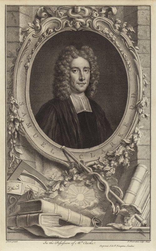 Samuel Clarke, engelsk filosof och präst (gravyr) av Jacobus Houbraken