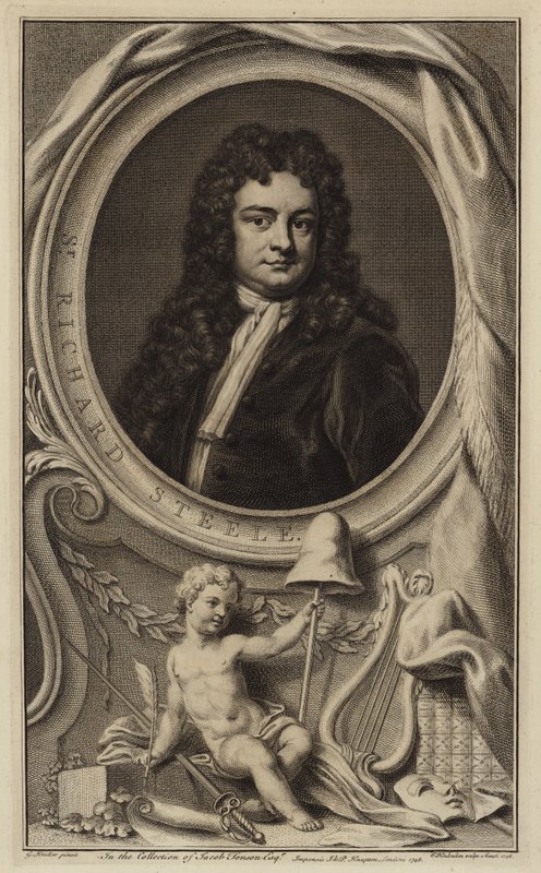 Sir Richard Steele, irländsk författare, dramatiker och politiker (gravyr) av Jacobus Houbraken