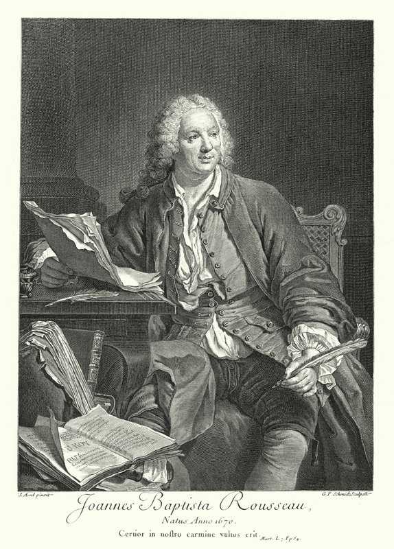 Jean-Baptiste Rousseau, fransk poet och dramatiker (gravyr) av Jacques Andre Joseph Camelot (after) Aved
