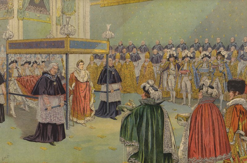 Gåvor överlämnade till Napoleon Bonaparte vid hans kröning i Paris av Jacques Marie Gaston Onfray de Breville (Job)