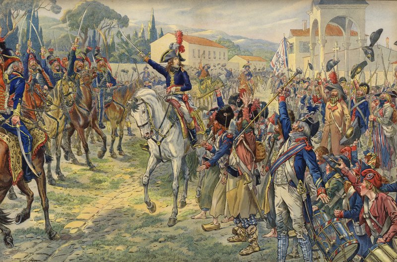 Napoleon Bonaparte vid sin ankomst till den ockuperade staden Nice av Jacques Marie Gaston Onfray de Breville (Job)