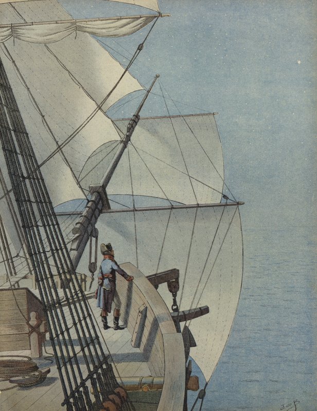 Napoleon Bonaparte på däcket av ett skepp av Jacques Marie Gaston Onfray de Breville (Job)