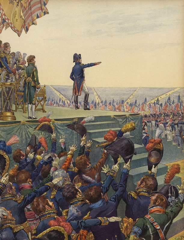 Napoleon Bonapartes armé lovar honom trohet av Jacques Marie Gaston Onfray de Breville (Job)