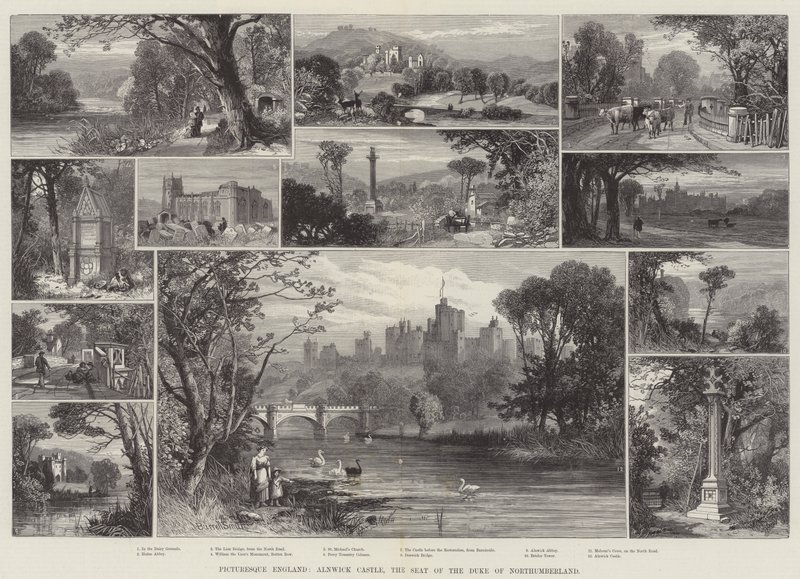 Pittoreska England, Alnwick Castle, säte för hertigen av Northumberland av James Burrell Smith
