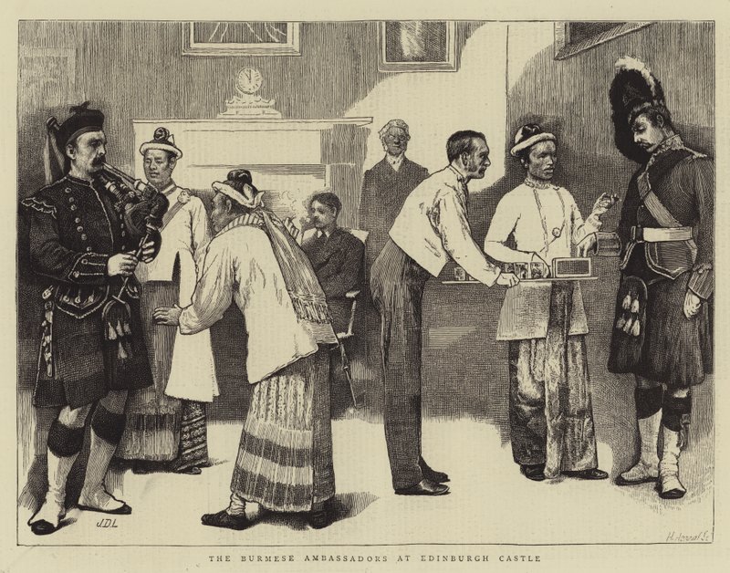 De burmesiska ambassadörerna på Edinburgh Castle av James Dromgole Linton