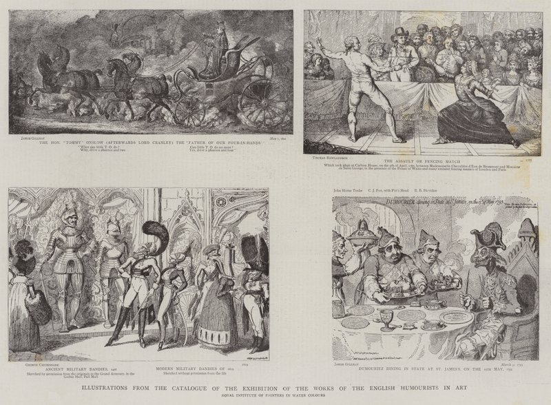 Illustration från katalogen över utställningen av de engelska humoristernas verk av James Gillray